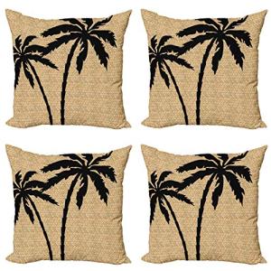 ABAKUHAUS Tropical Set de 4 Fundas para Cojín, Siluetas de…