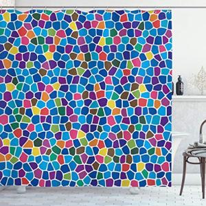 ABAKUHAUS Vistoso Cortina de Baño, Diseño Mosaico Vivid, Ma…