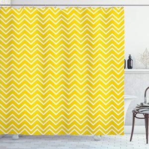ABAKUHAUS Amarillo Cortina de Baño, Modelo de Chevron Amari…