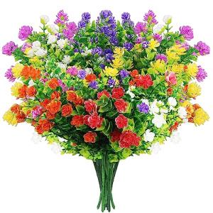 ZIOYA 12 Piezas Flores Artificiales Exterior 6 Colores Flor…