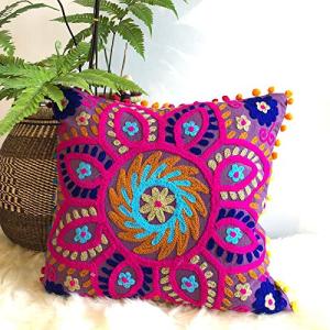 Traditional Jaipur Suzani Pillows, funda de cojín bordada d…