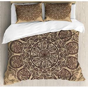 ABAKUHAUS Brown Mandala Funda Nórdica, Las Hojas Tallos de…