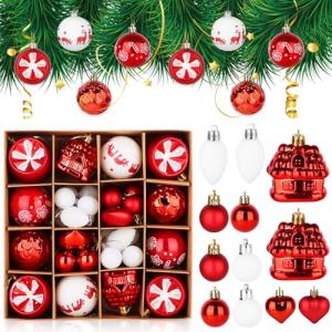 40 Piezas Bolas Arbol de Navidad, 6~4cm Bolas de Navidad Ro…