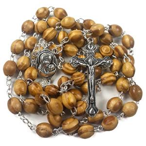 Rosario con perlas de madera de olivo para oración católica…