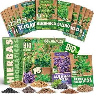 ZenGreens® - Set de semillas de hierbas bio - 15 variedades…