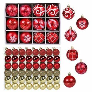 GWHOLE Bolas de Navidad de 60 Piezas Kit para Árbol de Navi…