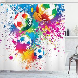 ABAKUHAUS Fútbol Cortina de Baño, Bolas de Colores Salpicad…
