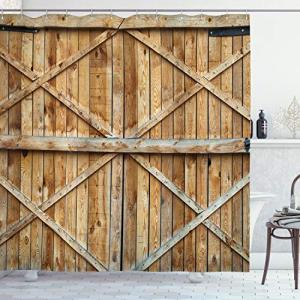 ABAKUHAUS Rústico Cortina de Baño, Madera Puerta de Madera…