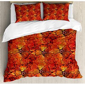 ABAKUHAUS Naranja Funda Nórdica, Sucio romántico de la Flor…