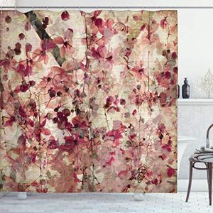 ABAKUHAUS Retro Cortina de Baño, Flores de Cerezo Floral, M…