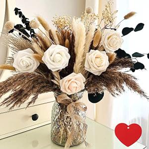 100 Flores Secas con Jarron, Flores Artificiales Decoracion…