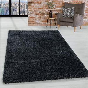 HomebyHome Alfombra Salon Peludo de Pelo Largo 50mm Antraci…