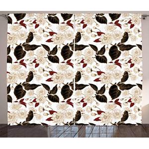 ABAKUHAUS Floral Cortinas, Patrón de Ciruela China, Sala de…