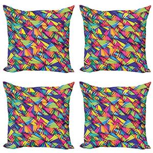 ABAKUHAUS Indie Set de 4 Fundas para Cojín, Arte geométrico…