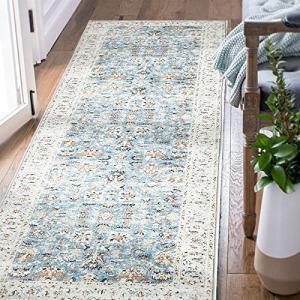 TOPICK Alfombra Azul para salón, Vintage, Flores, Alfombra…
