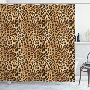 ABAKUHAUS marrón Cortina de Baño, Estampado de Leopardo, Ma…