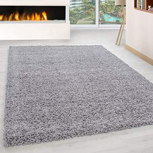 HomebyHome Alfombra Salon Peludo de Pelo Largo Gris Claro 6…