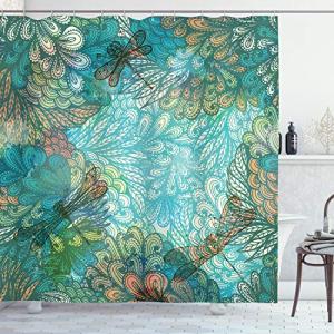 ABAKUHAUS Libélula Cortina de Baño, Fantasía Flores Mezcla,…