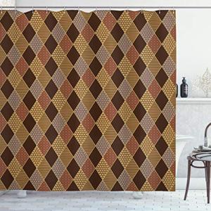 ABAKUHAUS marrón Cortina de Baño, Rombos clásica, Material…
