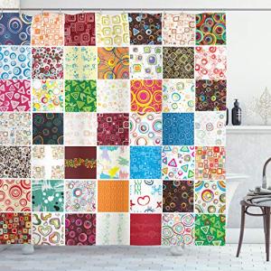 ABAKUHAUS Retro Cortina de Baño, Estilo Retro del Mosaico,…