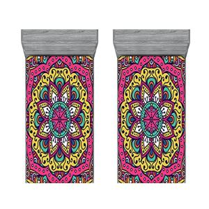 ABAKUHAUS Juego de Ajustables Mandala de 2 Piezas Sábana El…