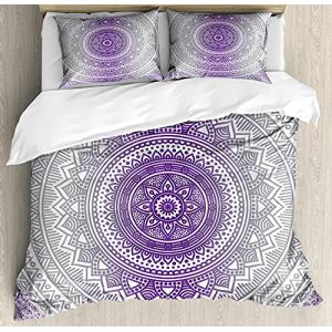 ABAKUHAUS Gris y púrpura Funda Nórdica, Boho Ombre, Decorat…