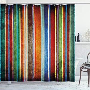 ABAKUHAUS Rayas Cortina de Baño, Retro Bandas de Colores, M…