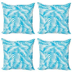 ABAKUHAUS Tropical Set de 4 Fundas para Cojín, Exóticos Pal…