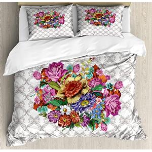 ABAKUHAUS Floral Funda Nórdica, Damasco del Ramo, Decorativ…