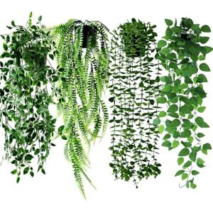 Roqueen 4 Piezas Plantas Artificiales Colgantes para Estant…