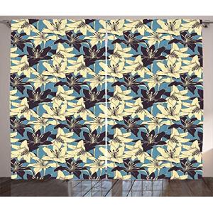 ABAKUHAUS Floral Cortinas, Retro Lillies Flores del Arte, S…