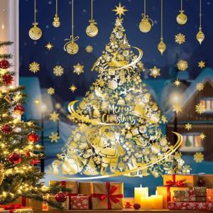 decalmile Pegatinas de Ventana Grande Arbol de Navidad Dora…