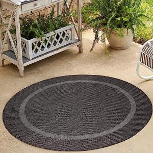 HomebyHome Alfombra Exterior Interior 200 cm Redondo Negro…