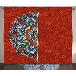 ABAKUHAUS Mandala roja Cortinas, La Mitad de Ucrania Estilo…