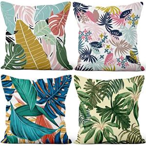 Aoihrraan 45x45cm Juego DE 4 Fundas DE Cojin Tropical Hojas…