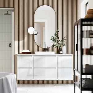 IKEA - BACKSJÖN armariolavabogrifo, alto brillo blancoblanc…