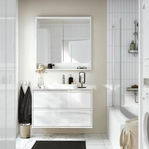 IKEA - BACKSJÖN mueble cajoneslavabogrifo, alto brillo blan…