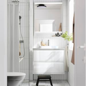 IKEA - BACKSJÖN mueble cajoneslavabogrifo, alto brillo blan…