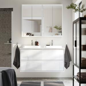 IKEA - BACKSJÖN mueble cajoneslavabogrifos, alto brillo bla…