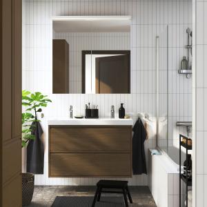 IKEA - ORRSJÖN mueble cajoneslavabogrifos, marrón efecto ro…