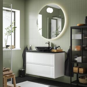 IKEA - OXMYREN mueble cajoneslavabogrifo, alto brillo blanc…