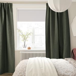 IKEA - cortinas semiopacas, 1 par, verde oscuro, 145x300 cm…