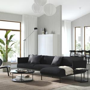 IKEA - sofá de 4 plazas con chaiselongue, Gunnared negro-gr…