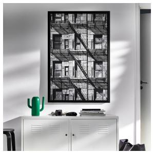IKEA - cuadro con marco, balconesnegro, 78x118 cm negro