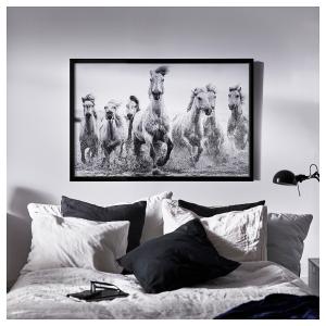IKEA - cuadro con marco, caballos en la orillanegro, 118x78…