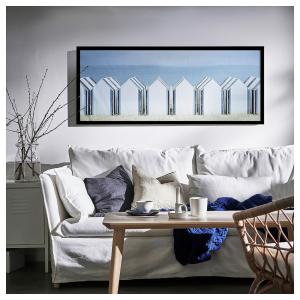 IKEA - cuadro con marco, casetas de playanegro, 140x56 cm n…