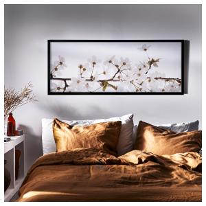 IKEA - cuadro con marco, flores blancasnegro, 140x56 cm neg…