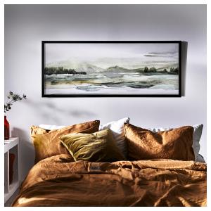 IKEA - cuadro con marco, naturaleza verdenegro, 140x56 cm n…