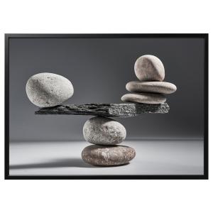IKEA - cuadro con marco, piedras en equilibrionegro, 140x10…