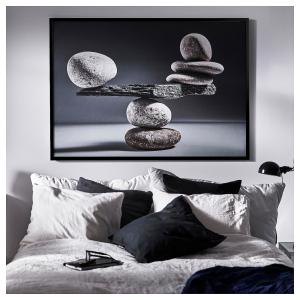IKEA - cuadro con marco, piedras en equilibrionegro, 140x10…